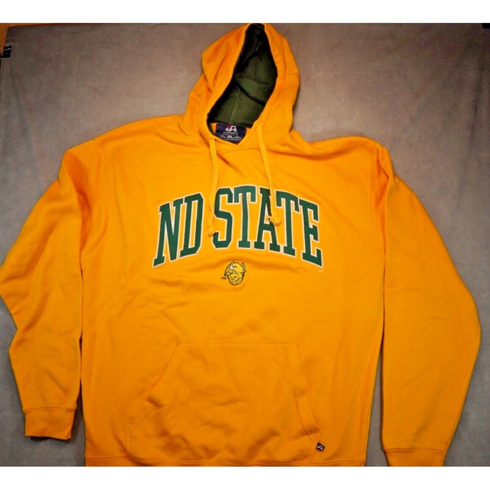 NDSU Bison Sweatshirt Hoodie Mens 2XL J‎ America Gold Pullover College Pockets